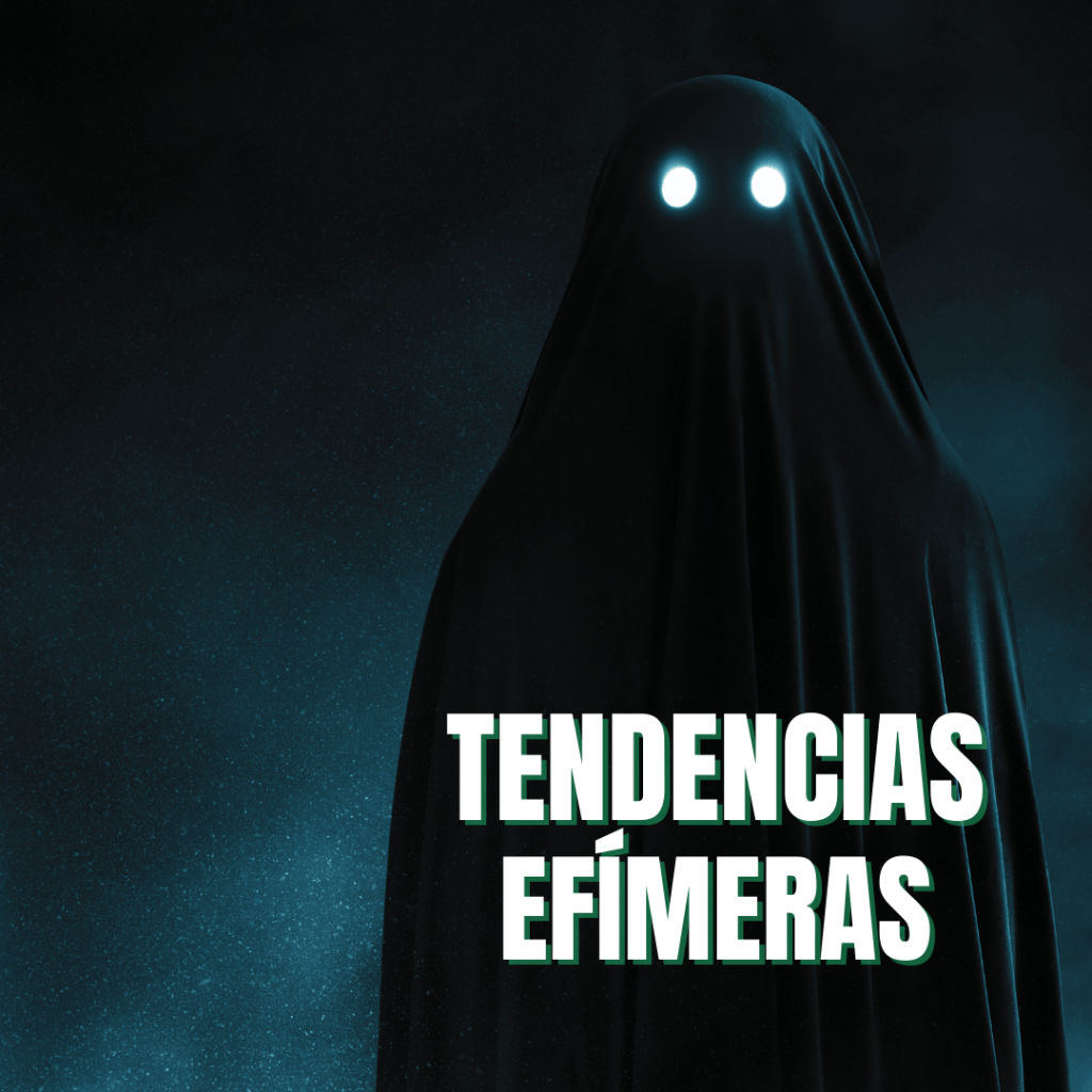 Fantasma con el texto Tendencias Efimeras